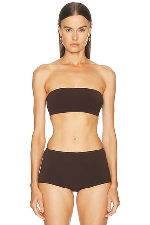 SRG Adelynn Knit Bandeau Bra in Chocolate