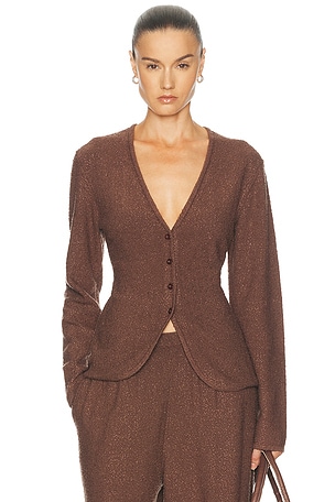 SRG Samita Textured Cardigan in Chocolate