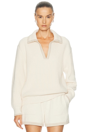 SRG Dae Contrast Polo Sweater in Ivory