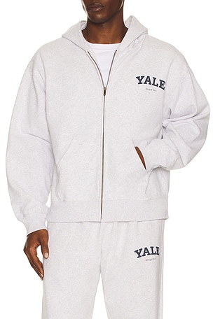 Sporty & Rich Yale Classic Zip Hoodie in Grey