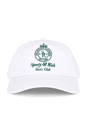 Sporty & Rich Crown Tennis Hat in White