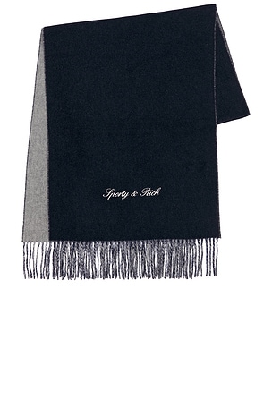 Sporty & Rich Signature Logo Duo Scarf in Navy
