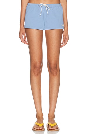 Sporty & Rich Signature Logo Lounge Short in Baby Blue