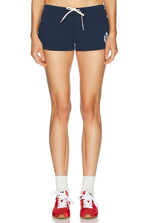 Sporty & Rich NY Crest Lounge Short in Navy