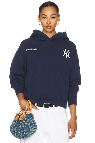 Sporty & Rich x Yankees Curve Hoodie in Navy