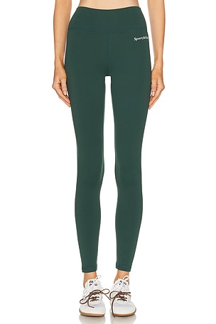 Sporty & Rich Serif Logo Legging in Dark Green