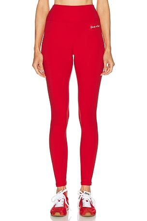 Sporty & Rich Signature Logo Legging in Red