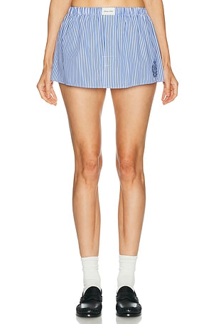 Sporty & Rich Signature Logo Poplin Skirt in Blue