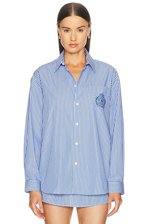 Sporty & Rich NY Crest Oversized Shirt in Blue