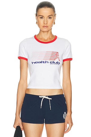 Sporty & Rich Bold Health Soft Ringer Tee in White