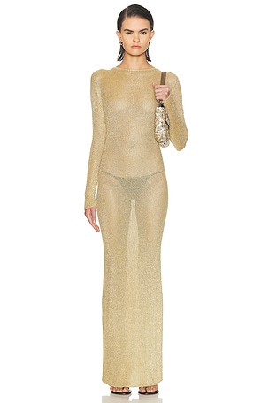 Staud Nikitta Dress in Metallic Gold