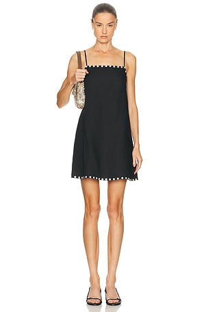Staud Laura Mini Linen Dress in Black
