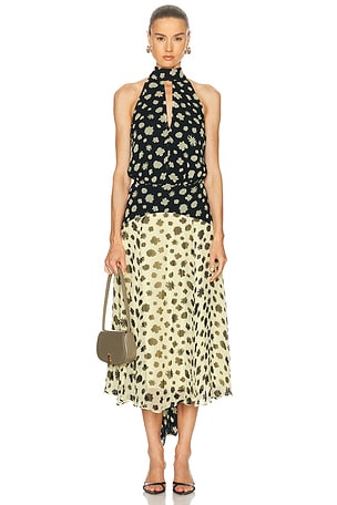 Staud Camryn Dress in Black,Lemon