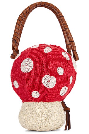 Staud Shroom Beaded Bag in Red