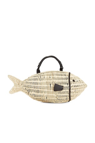 Staud Cleo Fish Tote Bag in Beige