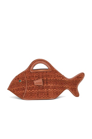 Staud Cleo Fish Tote Bag in Cognac