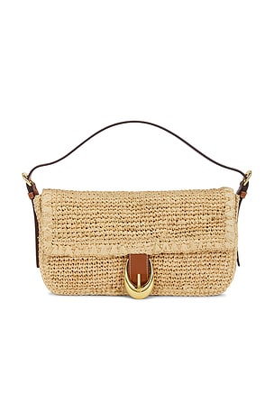 Staud Harlow Raffia Shoulder Bag in Neutral