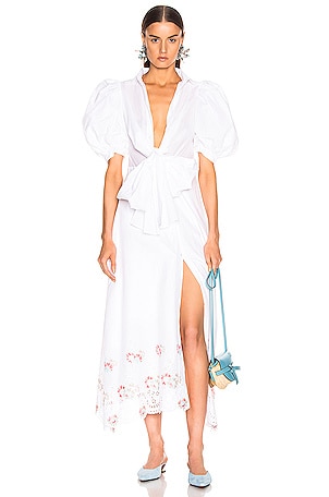 SILVIA TCHERASSI for FWRD Embroidered Assunta Dress in Floral,White