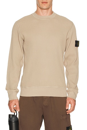 Stone Island Waffle Crew Neck Sweatshirt in Nude