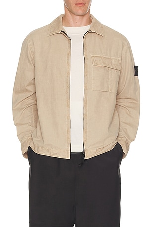Stone Island Brushed Cotton Canvas Overshirt in Brown