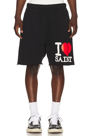 SAINT Mxxxxxx I Love Saint Sweat Shorts in Black