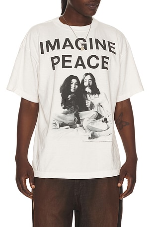 SAINT Mxxxxxx Imagine Peace Short Sleeve Tee in White
