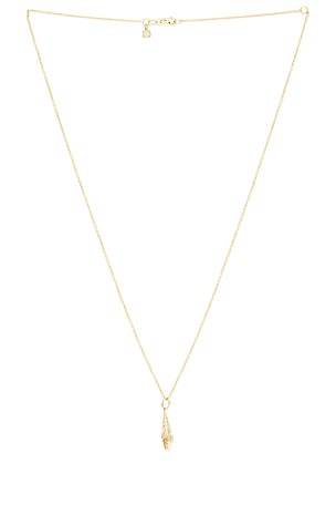 Sydney Evan Long Shell Charm Necklace in Metallic Gold