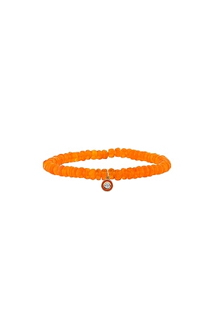 Sydney Evan Single Stone Enamel Charm Bracelet in Orange