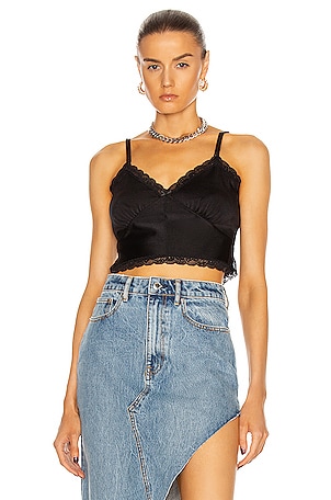 Alexander Wang Lace Trim Fitted Cami Top in Black