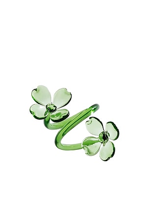 The Favorites Botanica Glass Flower Napkin Rings Set Of 4 in Green
