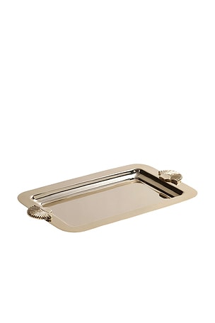 The Favorites Cap Ferrat Shell Design Serving Tray in Polished Nickel in Metallic Silver