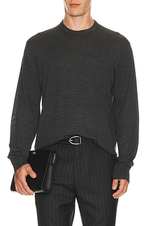 TOM FORD Ultrafine Merino Wool Oversized Crew Neck in Grey
