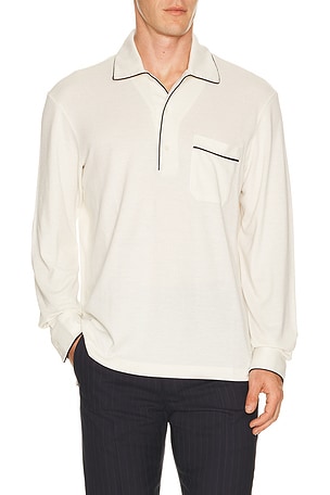 TOM FORD Cotton Silk Piquet Polo in White
