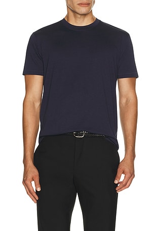 TOM FORD Lyocell Cotton Crew Neck in Blue