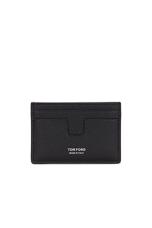 TOM FORD Soft Grain Leather T Line Cardholder in Black