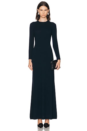 TOM FORD Cashmere Silk Long Crewneck Dress in Navy