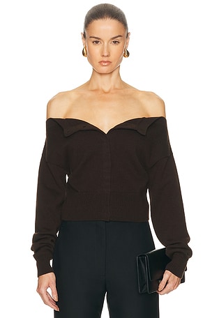 TOM FORD Open-Neck Cardigan in Brown