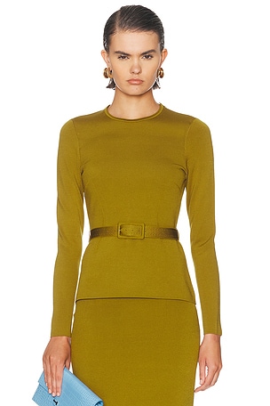 TOM FORD Fitted Crewneck Sweater in Olive
