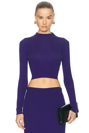 TOM FORD Long Sleeve Cropped Top in Royal