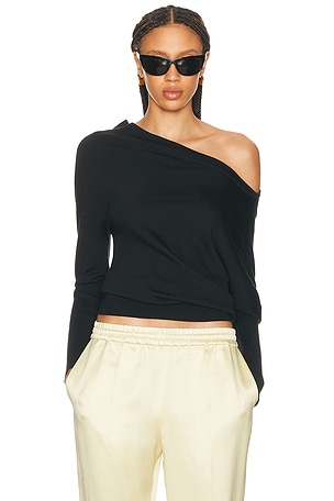 TOM FORD Wool Silk Off The Shoulder Top in Black