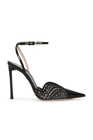 TOM FORD Patent Leather Lace Ankle Strap Pump in Brown