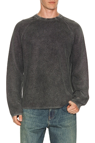 Theory Breach Long Sleeve Crewneck in Charcoal