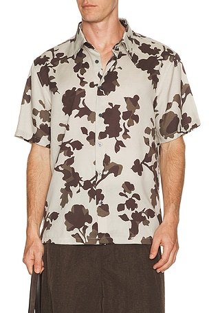 Theory Floral Lyocel Irving Shirt in Grey