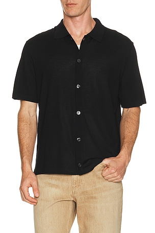 Theory Regal Merino Relaxed Button Down in Black