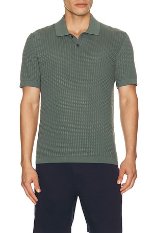Theory Tactile Cotton Polo in Teal