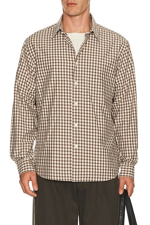 Theory Park Check Weekend Shirt in Brown