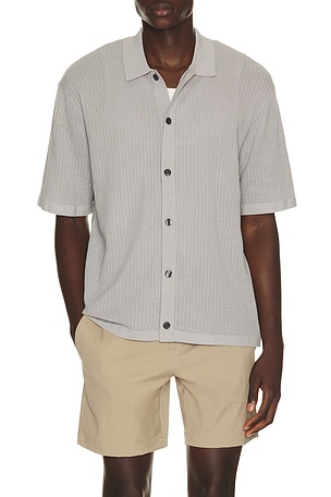 Theory Cotton Mesh Button Down Shirt in Grey