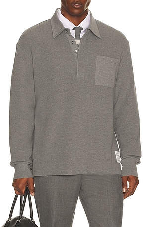 Thom Browne Rugby Polo With 4 Bar in Grey