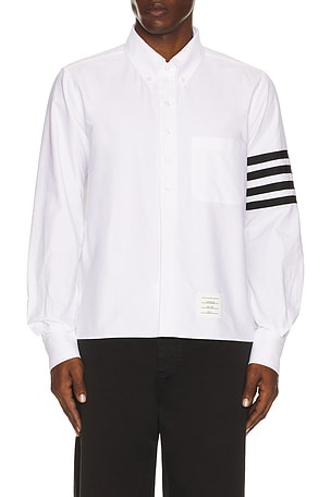 Thom Browne Straight Fit 4 Bar Oxford Shirt in White