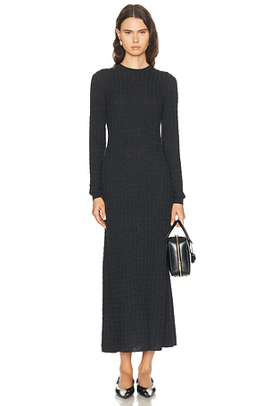 Toteme Cable Knit Dress in Charcoal